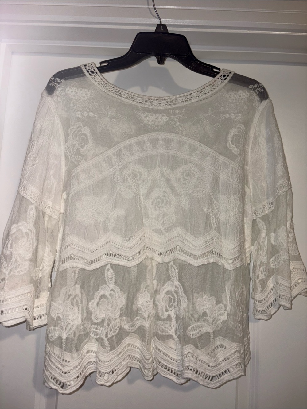 Boho White Sheer Lace Blouse